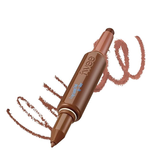 fwee Long Lasting Dual Coloring Stick Lip Liner, Spill Tea | All-in-one dual stick, Retractable Lip Liner Lipstick Combo, Satin Finish | Powerful fixing, Smudge-proof, Brown | 1.2g (04 Spill Tea)