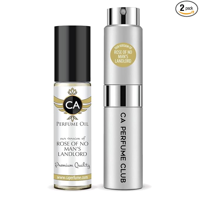 CA Perfume Duo Impression of Rose Of No Man's Landlord For Women And Men Perfume Layering Set Long Lasting Travel Size EDP + Body Oil Roll-On Bottle 0.27 Fl Oz+0.33 Fl Oz