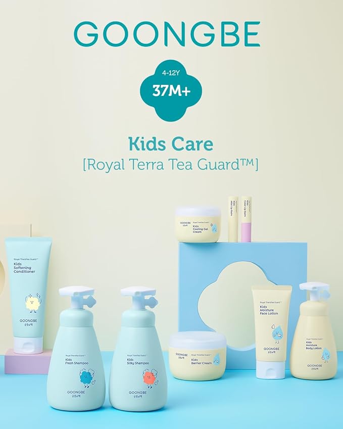 GOONGBE Kids' Moisture Face Lotion - Korean Kids Daily Face Moisturizer - 8hr Moisturizing Refreshing Cream Type Lotion with Cica and Allantoin - Allergen Free Scent, 2.7 fl.oz. 2 Pack