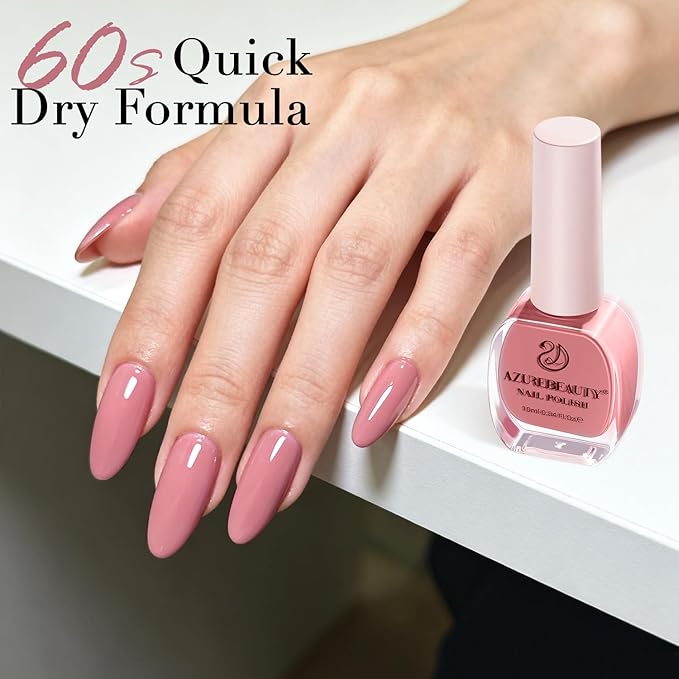 AZUREBEAUTY Hazy Rose Nail Polish, Hazy Rose Quick Dry Nail Lacquer Natural Strengthening Treatment Kit DIY Salon at Home Women Gifts 0.34 fl oz