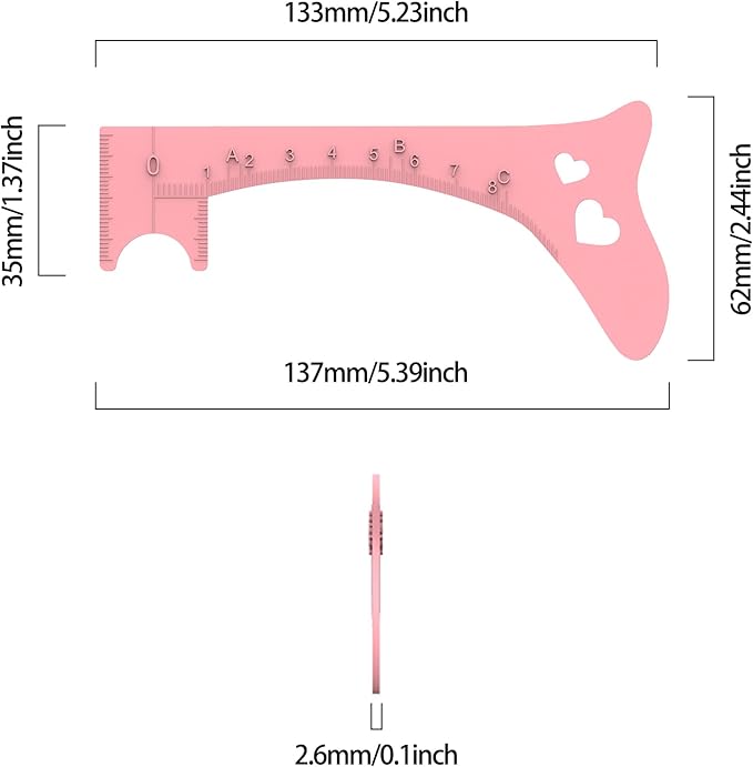 Silicone Eyebrow Stencil Ruler 4in1 Reusable Eyebrow Template for Brow Stamp Eyeliner Beginners Friendly Eye Makeup Eyelash Guide Tool (Pink)