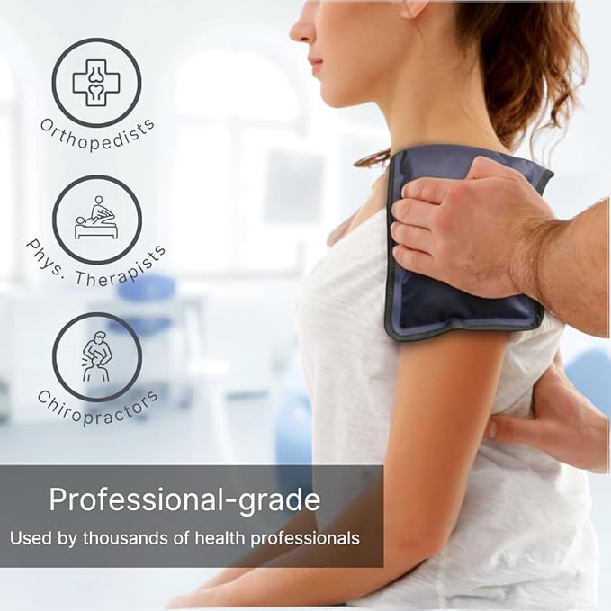FlexiKold Gel Soft Flexible Ice Packs for Injuries - Reusable Freezer Cold Pack, Cold Compress & Cooling Gel Pad for Face, Shoulder, Hip, Leg, Arm, Ankle & Foot Injury - Medium - 7.5” x 11”