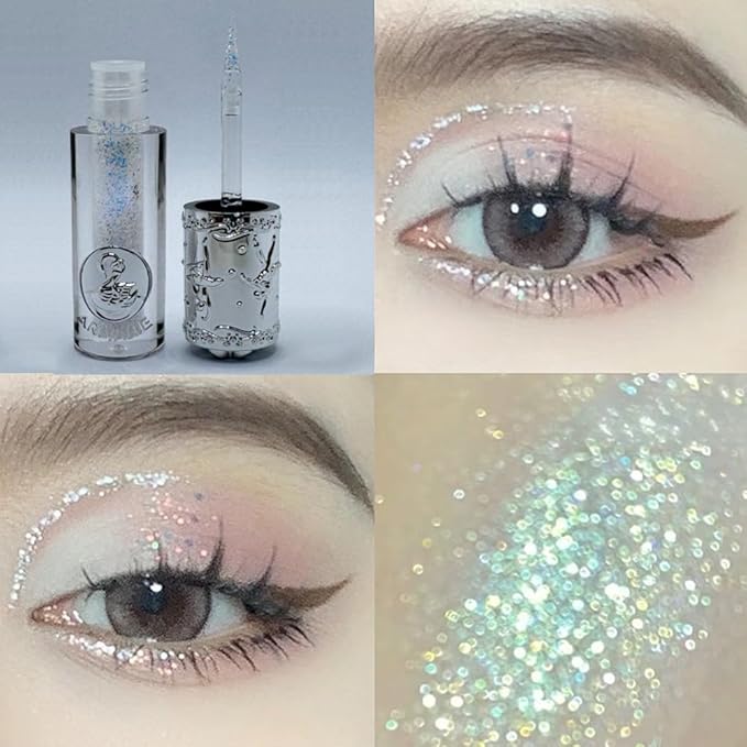 Eyeshadow, Liquid eyeshadow, Eyeshadow stick, Crystal light Blue-green, Eye makeup, Loose Glitter Glue, Lightweight Waterproof, Quick drying, Multipurpose