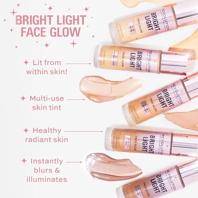 Revolution Beauty London, Bright Light Face Glow, Lightweight & Brightening Multi-Use Skin Tint, Illuminating and Natural Glow Finish, Illuminate Medium, 0.77 Fl. Oz