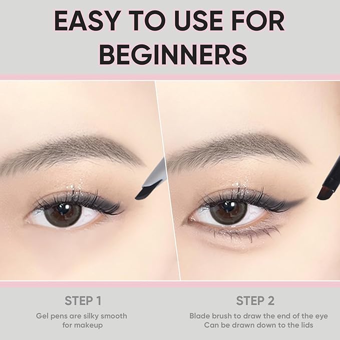 Waterproof Gel Eyeliner Pencil - Highly Pigmented, Smudge-proof, Longwearing and Ultra-Fine Tip for Precise Eye Makeup - Built-in Brush for Easy Application - Ideal for women & girls(01 Black)
