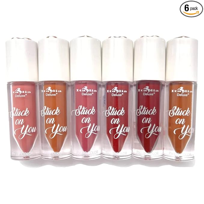 Italia Deluxe STUCK ON YOU PH LIP COLOR 6 Piece Set Lasts All Day, 0.1058 Ounce