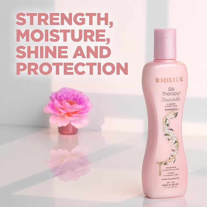 BioSilk Irresistible Shampoo, Cleanses & Conditions Frizzy Hair, Jasmine & Honey Scent, Silk Proteins & Botanical Extracts, Sulfate-Free, Paraben-Free, Cruelty-Free, 7 Oz