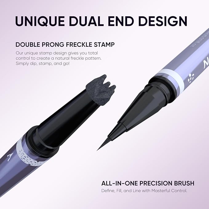 2CHILL Dual Ended Freckle Pen, 2 in 1 Microblading Fake Freckles and Eyebrow Pen, Waterproof Natural Lifelike Freckle Stamp, Faux Makeup Last All Day (02 Brown)