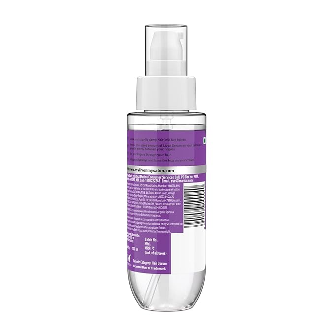 Livon Anti Frizz Serum with Vitamin E & Argan Oil| For Women & Men|For Dry & Rough Hair| 24 hour Frizz Free Smoothness | 3.3 Fl.oz.