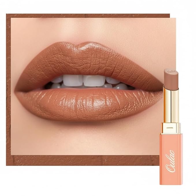 Oulac Color Rich Satin Lipstick - Light Brown Full Coverage Lip Color, Creamy Silky-Smooth, Moisturizing, Satin Matte Finish, Infused With Shea Butter, Vegan & Clean Beauty, 4g, SG10 Bailey