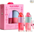 Evereden Kids Tinted Non Toxic Lip Gloss Kit: Ruby Red & Sakura Pink, Non Toxic and Vegan Makeup for Kids - Hydrating Lip Gloss with Sunflower, Avocado, Grapeseed Oils - Gift Set with a Box