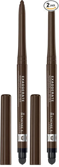 Rimmel London Exaggerate Waterproof Eye Definer Eyeliner, Highly Pigmented, Long-Wearing, Built-In Smudger, 212, Rich Brown, 0.01oz (Pack of 2)