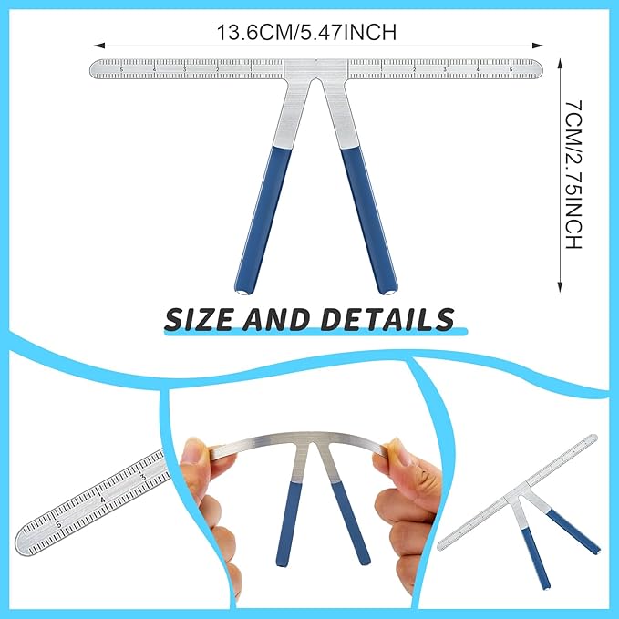 Weewooday 6 Pieces Tattoo Eyebrows Rulers 3 Point Positioning Ruler Mini Caliper Double Scale Vernier Calipers Eyebrow Caliper Microblading Ruler Measuring Tool with Eyebrow Shaver (Blue)