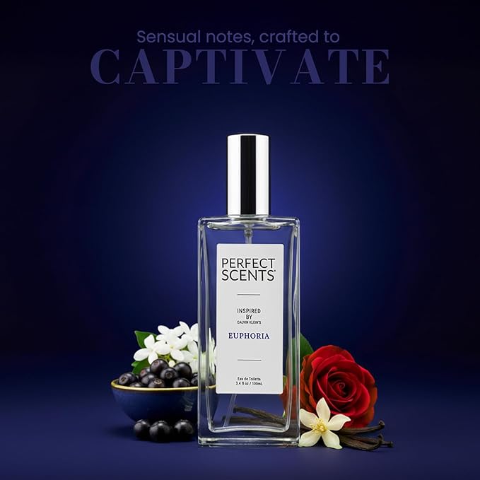 Perfect Scents Fragrances, Inspired by Calvin Klein’s Euphoria, Women’s Eau de Toilette, CLEAN, Vegan, Paraben-Free, Phthalate-Free, Never Tested on Animals, 3.4 Fluid Ounces