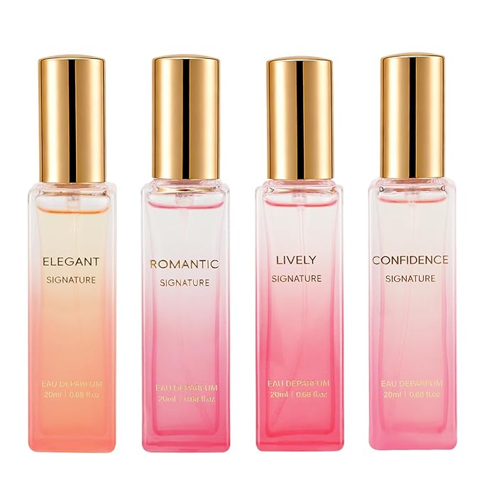Perfume Gift Set for Women, 4 x 20ml Eau de Parfum Spray, Floral & Fruity Fragrance Set (Elegant, Confidence, Romantic, Lively), Travel Size Perfume, Gifts for Women, Wife, Girlfriend & Mom