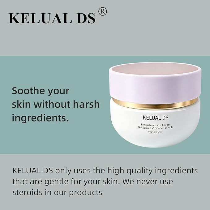 Seborrheic Face Cream for Sensitive Skin, Steroid-Free Gentle Formula, with Ceramides and Calendula Extract, 1.76 fl oz
