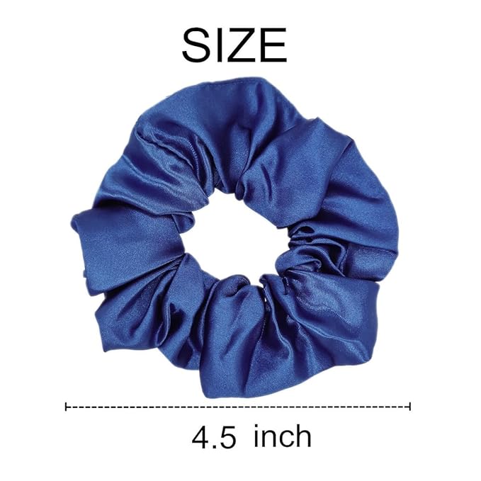 Sufermoe 12 Pcs Satin Silk Hair Scrunchies, Dark Blue (4.5 Inch), Hair Ties and Accessories for Women and Girls