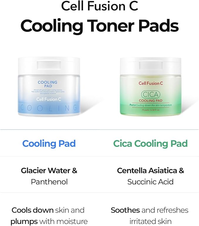 Cell Fusion C Post Alpha Cooling Pad – Hydrating & Cooling Korean Toner Pads | Panthenol & Glacier Water | Hydrating, Depuffing, Pore Care | 70 Pads / 6.08 fl.oz.