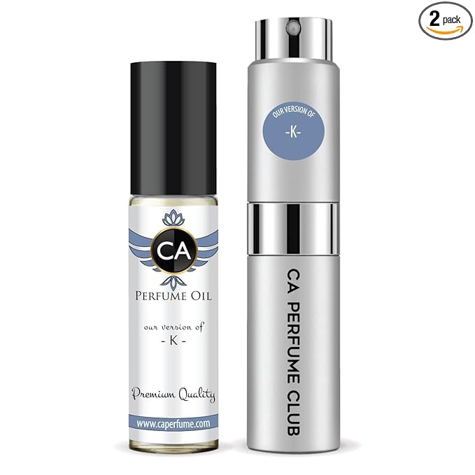 CA Perfume Duo Impression of K For Men Perfume Layering Set Mens Cologne Long Lasting Travel Size EDP + Body Oil Roll-On Bottle 0.27 Fl Oz+0.33 Fl Oz