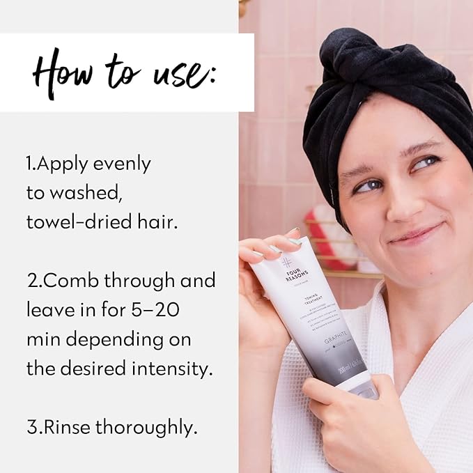 FOUR REASONS Color Mask, Graphite (27 Colors) – Hair Gloss & Color Depositing Conditioner – Semi Permanent Hair Toner for Color-Treated Hair Color For Women – Vegan & Cruelty-Free - 6.76 fl oz