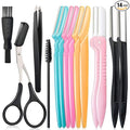 14 in 1 Eyebrow Razor Kit, Professional Dermaplane Face Razor for Women, Eyebrow Trimmer for Hair & Peach Fuzz Remover, Face Shavers for Women with Tweezers/Scissors/Clipper/Spoolie Brush
