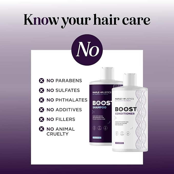 Advanced Biotin Shampoo and Conditioner Set - Sulfate and Paraben Free Shampoo and Conditioner for Thinning Hair with Rice Water Black Castor Caffeine Collagen and Rosemary Essential Oil (16 Fl Oz)