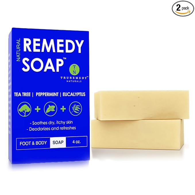 Truremedy Naturals Pack of 2 Tea Tree Body Wash with Peppermint and Eucalyptus - Soothing Tea Tree Oil Bar Soap for Men and Women - Refreshing Foot and Body Soap Bars for All Skin Types