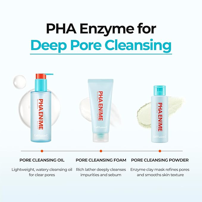 Cell Fusion C PHA Enzyme Pore Cleansing Foam – Face Wash for Acne-prone Skin, Blackheads & Clogged Pores, TOTARAXIN & Papain Enzyme, 5.07 fl.oz / 150ml