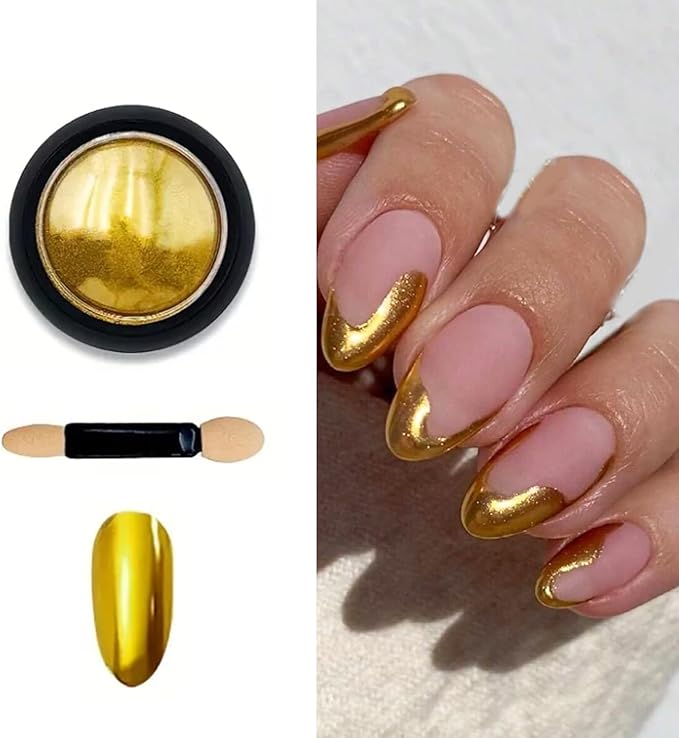 3 Jars Gold Chrome Nail Powder Kit - Metallic Mirror Effect Nail Art for Gel Polish, Gold Copper Set (Copper)