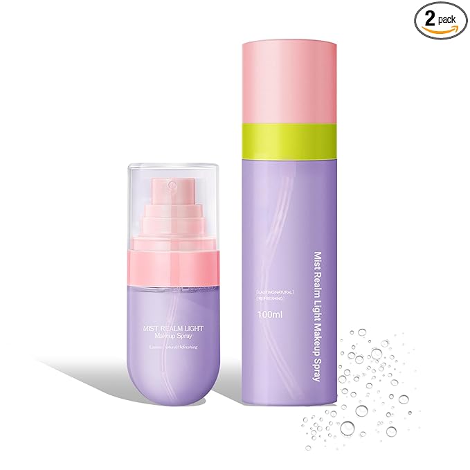 2PCS Makeup Setting Spray Set for Face, Weightless Long Lasting Waterproof Fixing Makeup Setting Face Spray, Smudge-proof, Hydrating & Refreshing Setting Spray Makeup(F)