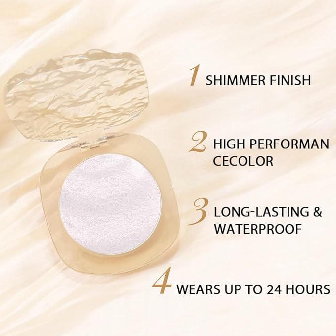CAKAILA Light Pink Shimmer Glitter Sparkling Monochrome Eyeshadow Palette,Metallic Single Eye Shadow Palette for Older Women,Long Lasting Naturing-Looking Eye Makeup