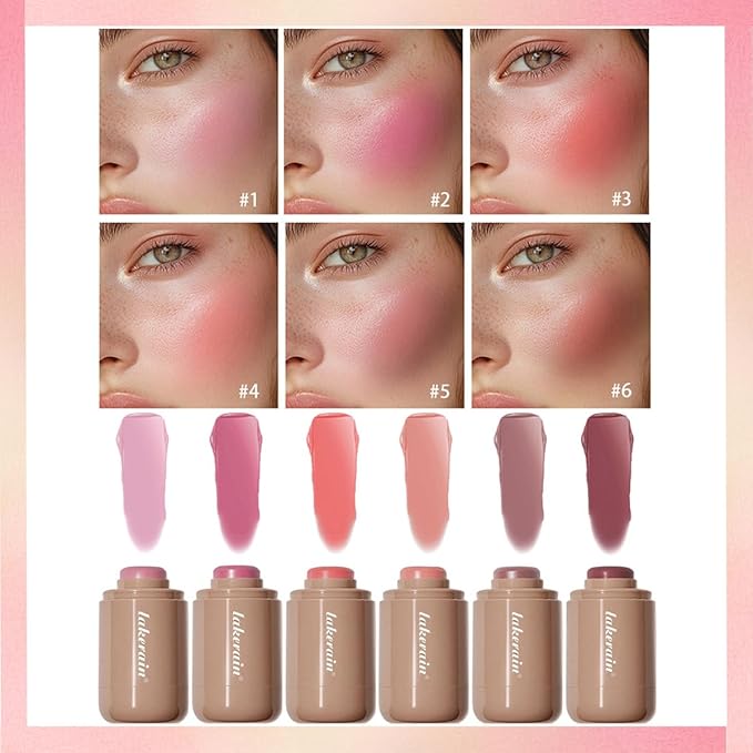 Cream Blush stick, Natural-Looking Matte Finish Makeup Blush stick, Hydrating Long Lasting Lightweight Blendable Blush for cheeks (#4 Neutal Peach, 1 PC)