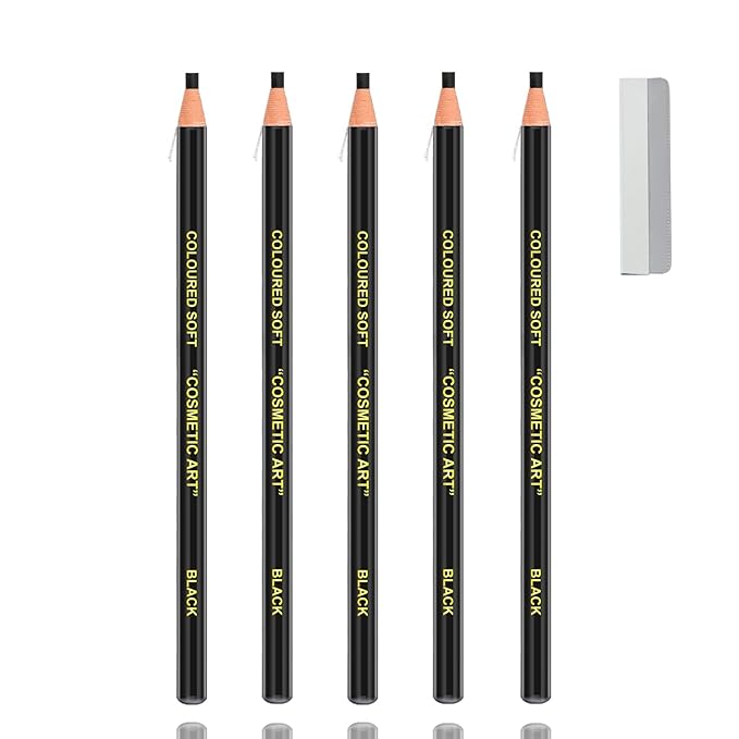5 Pcs Black Eyebrow Pencils for Women with Sharpener Waterproof and Sweat-Proof Eyebrow Pen Long-Lasting Eyeliner Pencil Create a Natural Eye Brow Makeup