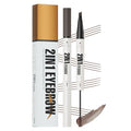 2-in-1 Eyebrow Pencil & Tinted Brow Gel - Dual-Ended Microblading Pen with 4-Fork Tip, Waterproof, Smudge-Proof for Natural Hair-Like Brows, Long Lasting 24H (Dark Brown)