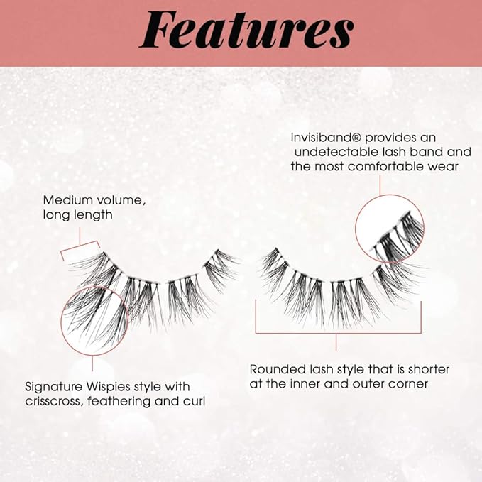 Ardell Pre-Cut False Lashes - Demi Wispies, Natural-Looking Strip Lashes, Includes Duo Adhesive, 4 Pack