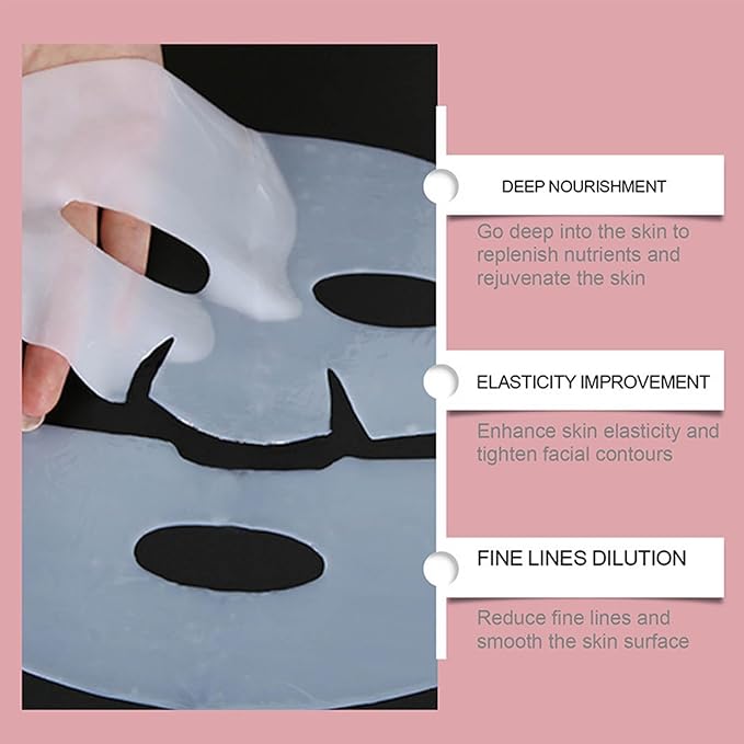 Bio-Collagen Real Deep Mask, Hydrating Overnight Hydrogel Facial Mask, Pore Minimizing, Elasticity Plumping, Korean Skin Care Mask, 5 Pcs Set