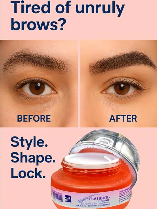 SLIK Perfect Brows Wax 0.5oz – Clear Eyebrow Styling Gel for Long-Lasting Hold, Water-Based Formula for Natural Look and Sets, Shapes & Defines All Brow Types