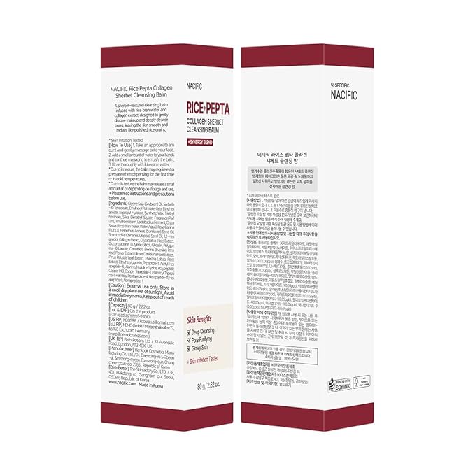 NACIFIC Rice Pepta Collagen Sherbet Cleansing Balm 2.82oz. 80g Makeup Remover Korean Skincare Deep Face Cleanser Pore Purifying Non greasy
