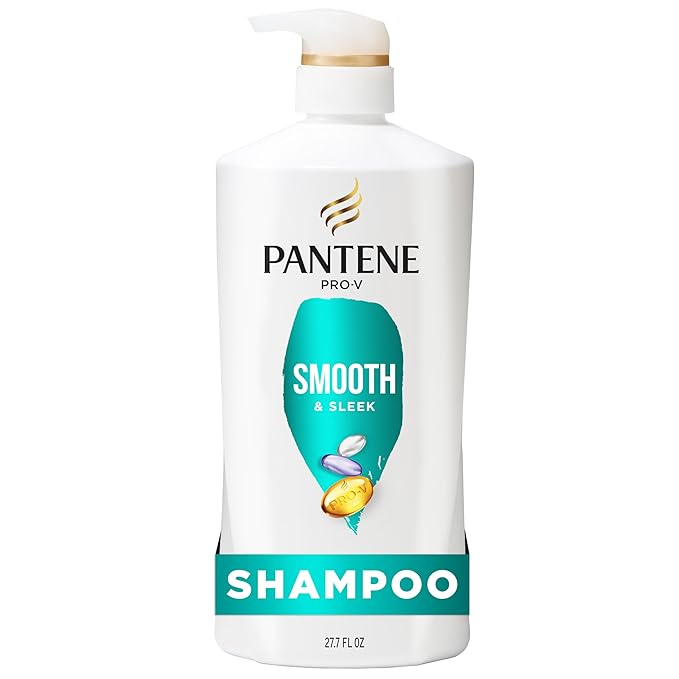 Pantene Shampoo, Smooth and Sleek - Pro-V Nutrients, Frizz Control with Antioxidants, Nourishing for All Hair Types - Curly, Dry, Color-Treated, 27.7 Fl Oz
