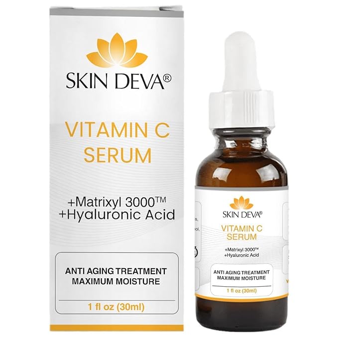Skin Deva Vitamin C and Hyaluronic Acid Serum for Face Matrixyl 3000 Anti Aging Serum, Anti Wrinkle Facial Serums - Improve Appearance of Dark Spots, Tone, Fine Lines, Glowing- 1 fl Oz