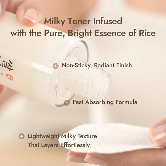 MIZON Rice Water Milky Glow Toner, Brightening and Hydrating Face Moisturizer with Niacinamide, Ceramides and Squalane, Milky Rice Toner for Glass Skin and Radiant Complexion, 5.07 fl oz