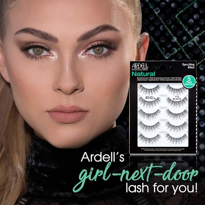 Ardell False Eyelashes 110 Black - Eye-Lifting Effect Eye Makeup, Natural Look Strip Lashes - 5 Pairs, 2 Pack
