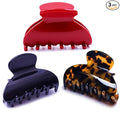 Womens Hair Clips Medium Claw Clips Tortoise Hair Jaw Clips Celluloid Hair Claw Clamps Acetate Hair Clip 3 Pack,Tortoise Shell/Black/Red