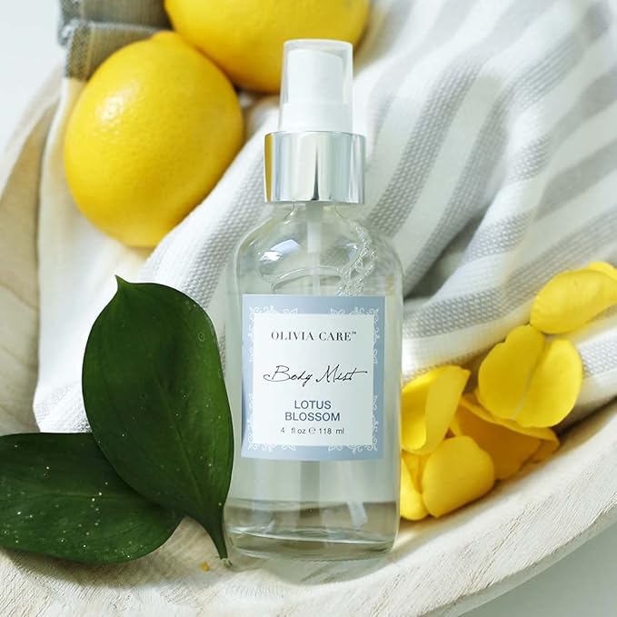 Olivia Care Body Mist Spray Made with Natural Lotus Blossom Fragrance Scent - Refreshing, Soothing & Cooling- Eliminate Odor with Fresh Aroma