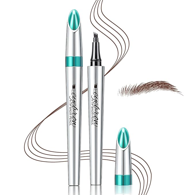 Eye Brow Pencils for Women - Waterproof Microblading Eyebrow Pencil, Four Tip Eye Brow Makeup Pen to Effortlessly Create Hair Like Natural Brows (Reddish Brown)