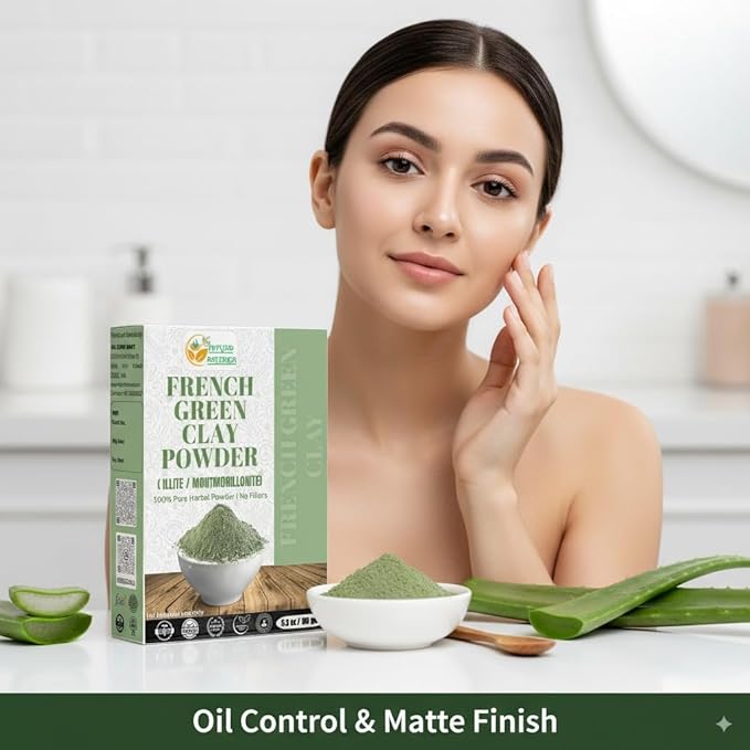 Herbs Botanica French Green Clay Powder 100% Pure & Natural Montmorillonite Clay for Face Masks, Skincare, and DIY Beauty Finely Ground Green Kaolin Clay 5.3 oz Resealable Pack
