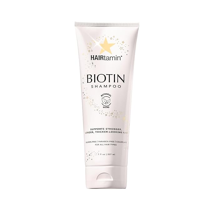HAIRtamin Biotin Shampoo - Helps to Support Stronger, Longer, Thicker-Looking Hair with Sulfate-Free, Hydrating, Vitamin Rich Formula Shampoo, Made With Vitamin B5, Cucumber Extract, Aloe Vera