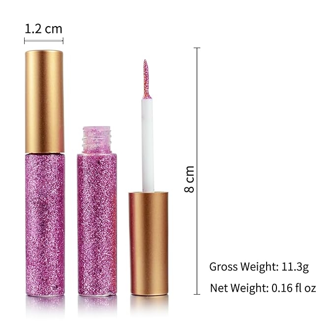 Liquid Glitter-Eyeliner, Shimmer-Water-proof Eye-Glitter Makeup Colorful Eye Liner Liquid Eyeliner (Pink)