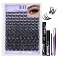B&Q Flaunt Lash Clusters Kit D-Curl Flora Eyelash Clusters 8-18mm Cluster Eyelash Extension Wet Look Wispy Cluster Lashes Lengthlock All-in-One Eyelashs Extension Kit for Medium Dramatic(Flaunt Kit)