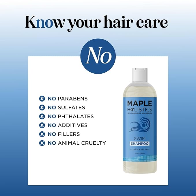 After Swim Shampoo for Kids & Adults - Clarifying Shampoo for Chlorine Removal Kids Friendly Formula with Tea Tree and Rosemary Essential Oils - Pool for Swimmers with Replenishing Oils